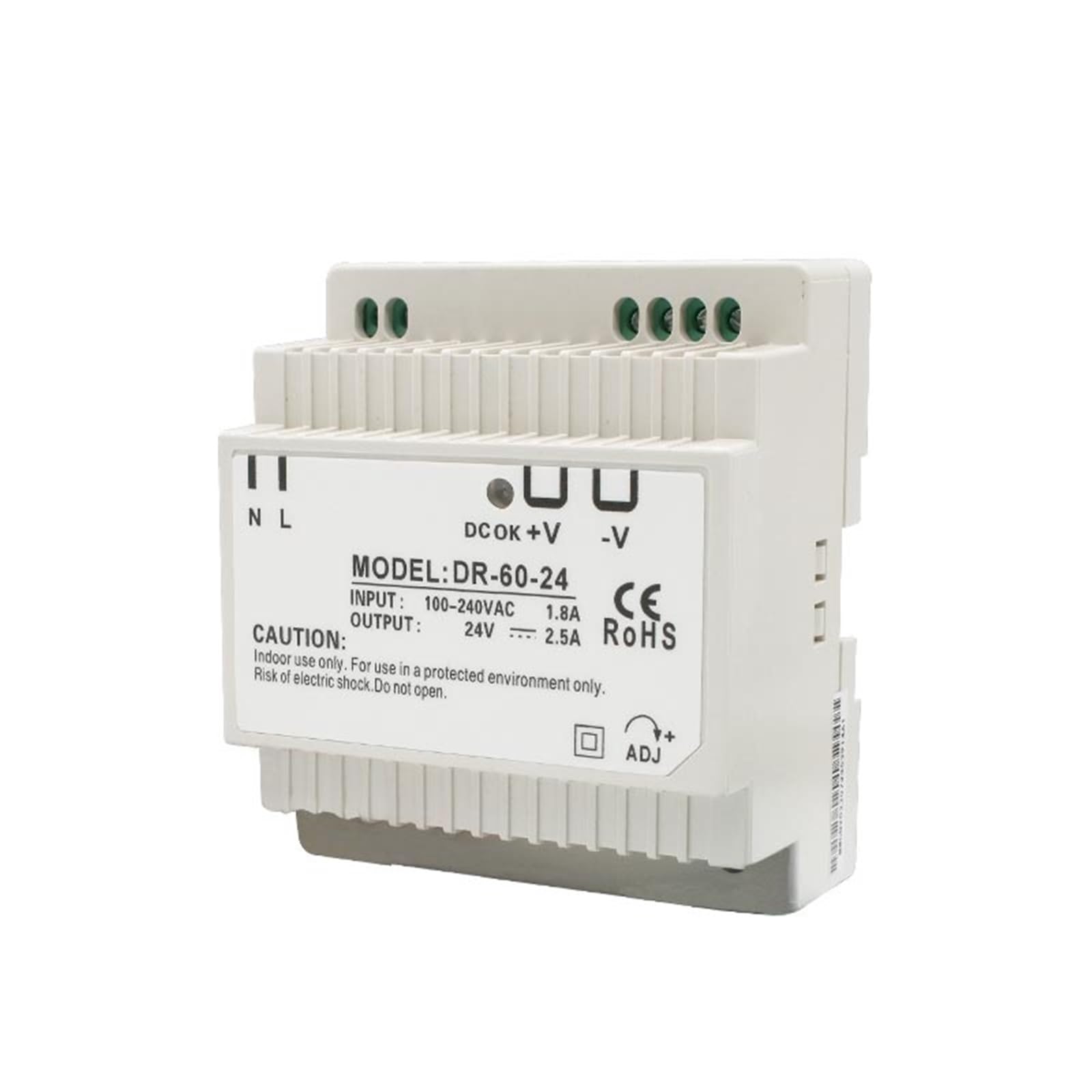 Alimentatore switching di piccolo volume tipo Rail da 60 W, 5 V, 12 V, 15 V, 24 V, serie DR-60, tensione di uscita 2,5 A, 4 A, 5 A, 6,5 A(DR-60-24V 2.5A)
