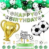 Fussball Geburtstag Deko Kinder Fussball Deko Geburtstag Kinder Latex Ballons Goldene Cup Dekorationen Inklusive Kuchendeckel-Set für Kinder Jungen Geburtstagsfeier