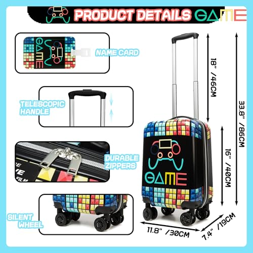 Image of Kid's Luggage Set 2 Piece Suitcase Set 16'' Hardside Luggage with Spinner Wheels Girls Boys Carry on Luggage Travel Rolling Luggage Airline Approved