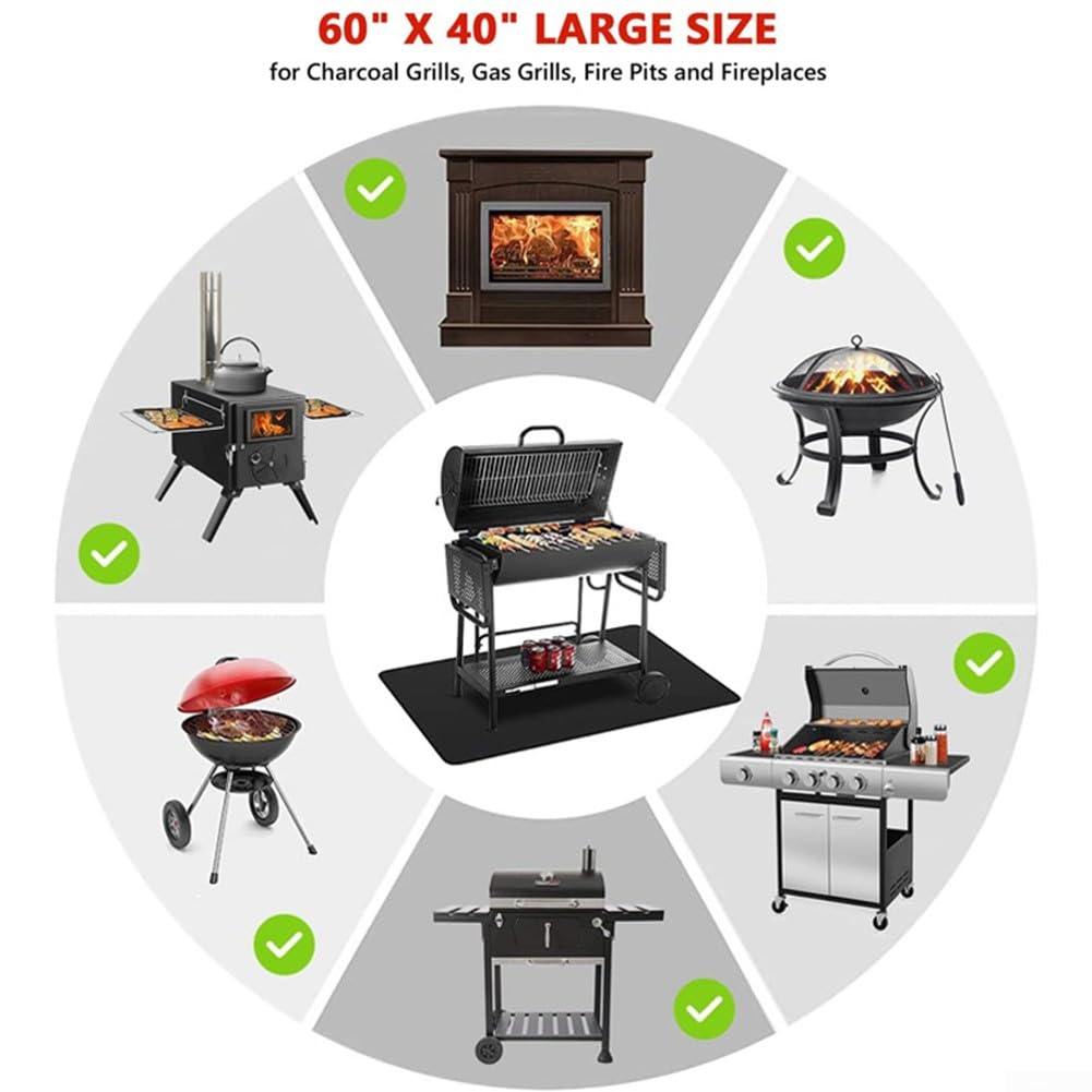Tapis ignifuge résistant à la chaleur avec caractéristiques ignifuges, adapté pour les barbecues extérieurs, les fumoirs, les foyers et les poêles, imperméable et résistant à l'huile pour un nettoyage