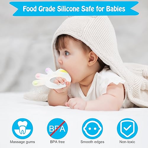 Image of Teethers for Babies 6-12 Months - Palm Soft Silicone Baby Teething Toys, BPA Free Soothing and Stimulating Easy to Grasp Baby Teething Toys