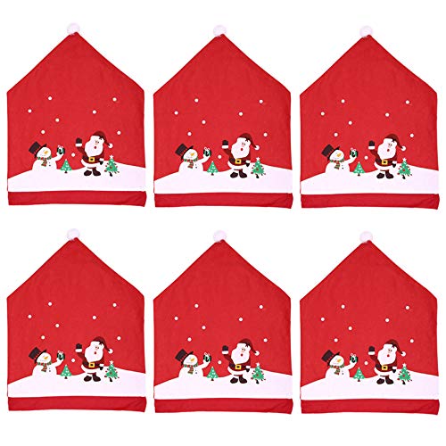 YUENA CARE Fundas Sillas de Navidad Protector de Silla de Sombrero de Santa para Sillas de Comedor Funda para Decoración de Fiesta de Mesa de Cena de Navidad 6PCS