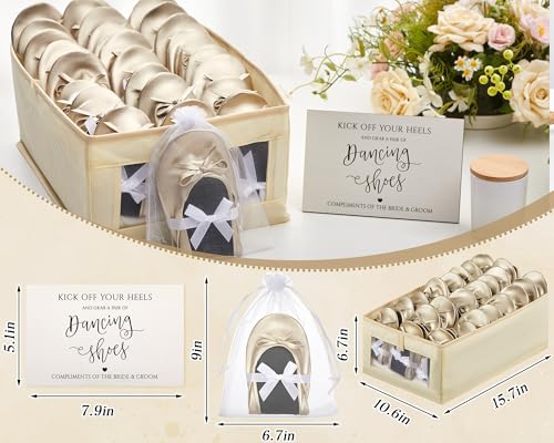 Image of Jecery Foldable Ballet Flat for Wedding Guests Bulk Women Ballerina Dancing Slippers Party Sign Portable Travel Purse Shoes for Bridesmaid Flats Women Wedding Slippers Gift
