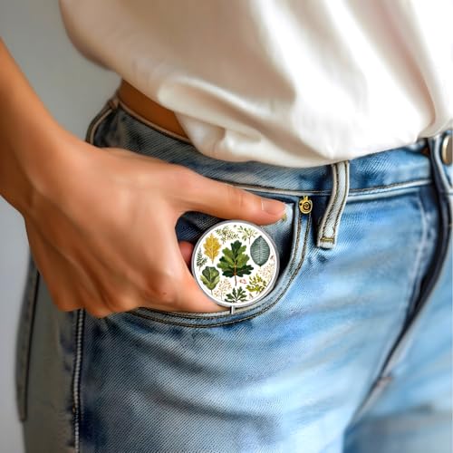 Image of Pill Box-3 Compartment Small Pill Case for Purse & Pocket Mini Metal Pill Holder Travel Pill Container to Hold Supplements Vitamins BPA-Free (Leaves)
