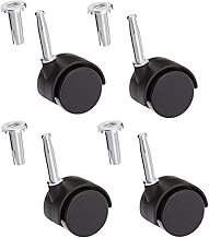 Twin Nylon Wheel Castors Casters, Socket Grip Neck Stem Fix, 40mm, Load Bearing 25Kg - Pack of 4