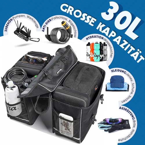 West Biking Fahrradtasche Doppeltasche Gepäckträger Tasche, 30L wasserdichte Große Packtaschen,...