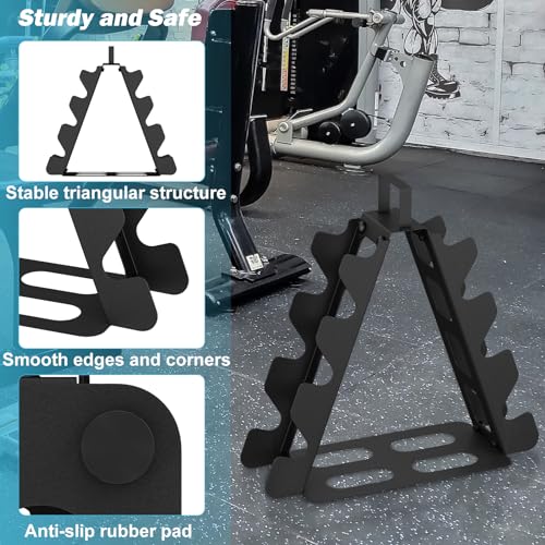 ZHSX Dumbbell Rack 4 Tier,A-Frame Black Metal Dumbbell Rack Stand Only Dumbbell Holder with Handle Small Weight Tree Compact Workout Storage Organizer Free Weights Rack for Home Gym