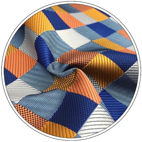 S&W SHLAX&WING Conjunto de gravata multicolorida com bolso quadrado quadriculado longo XL