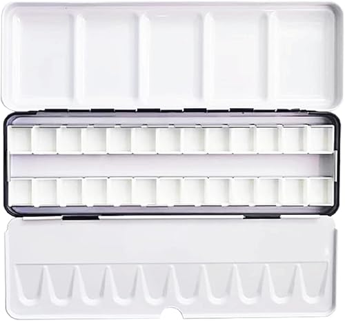 Jinberry Lata de acuarela de metal con paleta de mezcla plegable, paleta vacía multifuncional con bandejas de pintura para aire pleno, pintura de