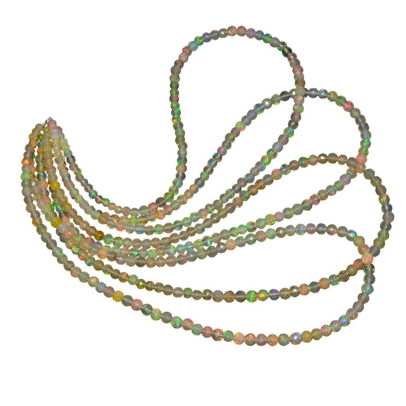 Żółty wysoki ogień etiopski opal welo ogień 3 mm-5 mm luźne okrągłe fasetowane koraliki | sznurek 40 cm | etiopski opal welo kamień szlachetny koraliki do biżuterii