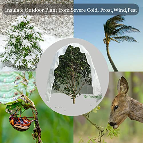 Refasen Plant Covers Freeze Protection,70”H X60”W 2.2Oz Frost Blankets For Outdoor Plants Frost Cloth With Zipper Drawstring-Protect Trees Shrubs From Cold Frost (1Pack,Deer) #TOP1