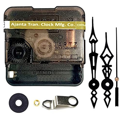 Image of QEWINOX Combo of Ajanta Mfg. Battery Operated Plastic Ticking Wall Clock Movement Machine with Hands (Made in India 100%) (Black 4)