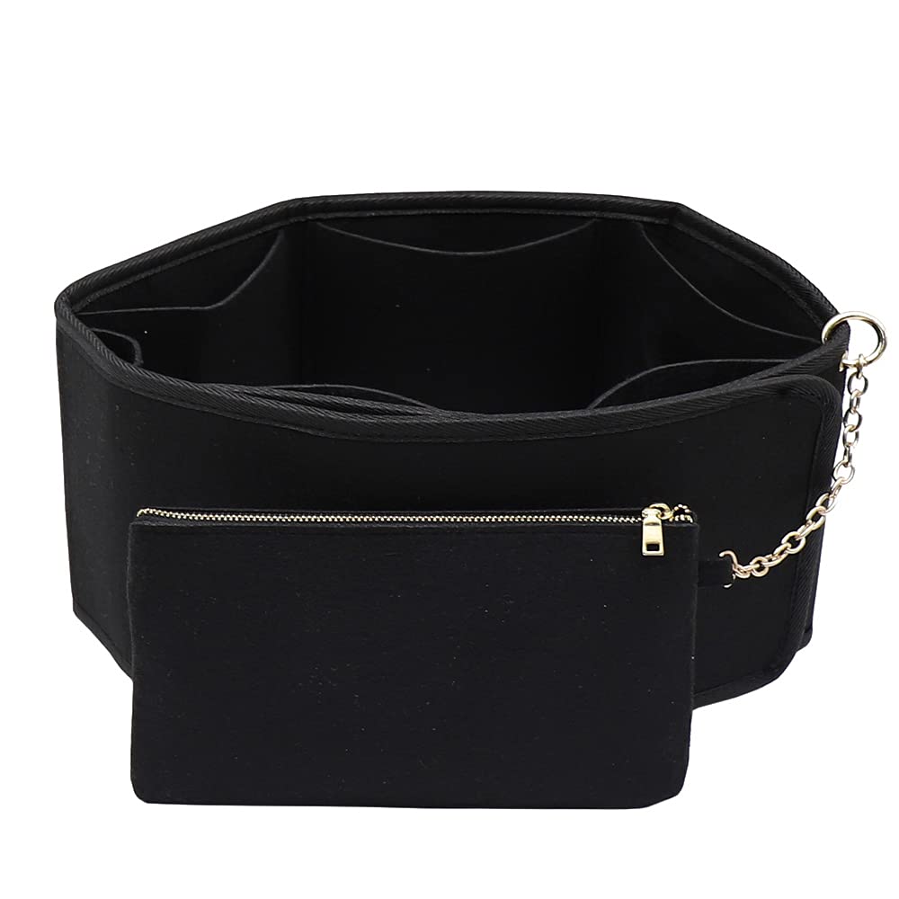 LEXSION Felt Purse Organizer insert Adjustable Bag Organizer with Wallet for Speedy Neverfull Black