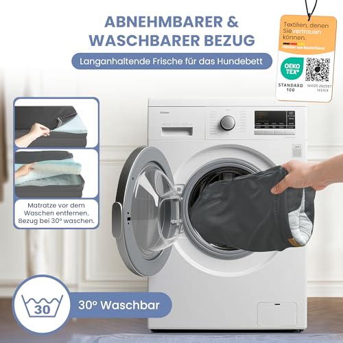 ELONEO orthopädisches Hundebett kleine Hunde - 76x51x17cm, Hundekorb mit Memory Foam, Hundematte wasserdicht und waschbar, Hundekissen, Hundematratze mit weicher Polsterung, grau