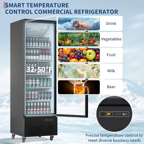 Image of Garvee 17.7 Cu.Ft Commercial Beverage Refrigerator, Glass Door Cooler | Rapid cooling, adjustable shelves, clear glass display, quiet compressor, lockable door, professional support