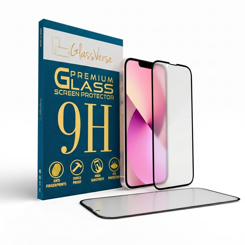 Image of GlassVerse 9H Tempered Glass For Apple Iphone 13 (PACK OF 1) with Free Installation Kit. Full screen Coverage - 6.1 inch