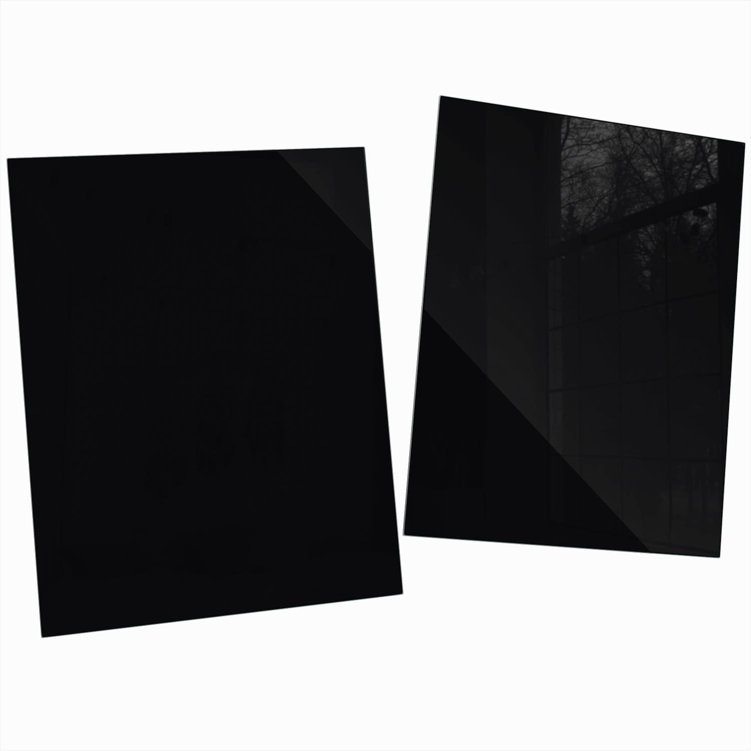 Wallario Herdabdeckplatte aus Glas, 2-teilig, 80x52cm, für Ceran- und Induktionsherde, Schwarz