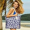 Lekesping Sac de plage imperméable pour femme Sac fourre-tout à bandoulière avec fermeture éclair et poche, Bleu + blanc., XXL, Contemporain #1