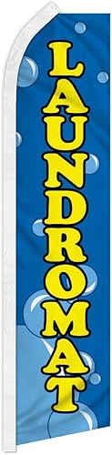 Infinity Republic Bandera publicitaria de lavandería Swooper, perfecta para servicios de lavandería, lavanderías, lavanderías, tintorerías