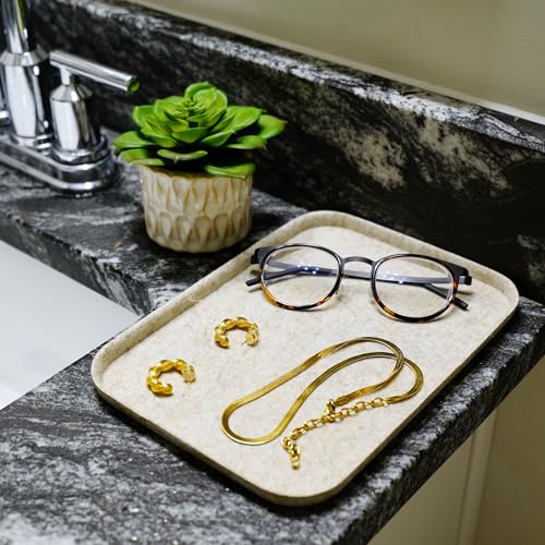 Image of Welaxy Felt tray Lid for Storage Bins Drawer Organizer bin cap of box catchall entryway holder sleek minimalist lifestyle (Oatmeal Lid, S)