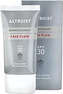 Dermatologist Sunscreen Fluid SPF30 – Superior 5star UVA protection by Dr Andrew Birnie premium antioxidant face protection, White, Unscented, 50 millilitre
