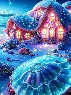 BEAYIOU Beach Diamond Art Painting Kits for Adults - Shell Full Drill Diamond Dots Paintings for Beginners, Round 5D Paint with Diamonds Pictures Gem Art Painting Kits DIY Adult Crafts 12x16inch
