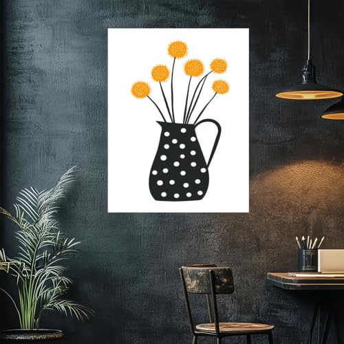 Tableau sur toile de vase à fleurs décoration maison salon 60x80