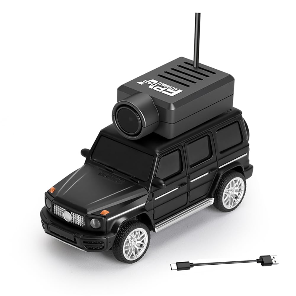 GoolRC WLtoys 6406 Mini coche teledirigido 2,4 GHz, escala 1:64, FPV, mando a distancia con cámara 720P, vehículo de control APP con luces LED para adultos, sin mando a distancia (negro)