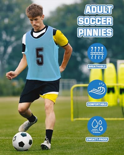Image of Suhine 48 Pcs Adult Pinnies for Sport Soccer Nylon Mesh Scrimmage Vest Mesh Basketball Football Team(Cute Color,XXL)