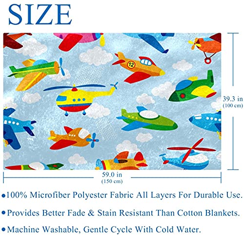 Couverture douce imprimé avion 150x100 cm pour lit et canapé - 6
