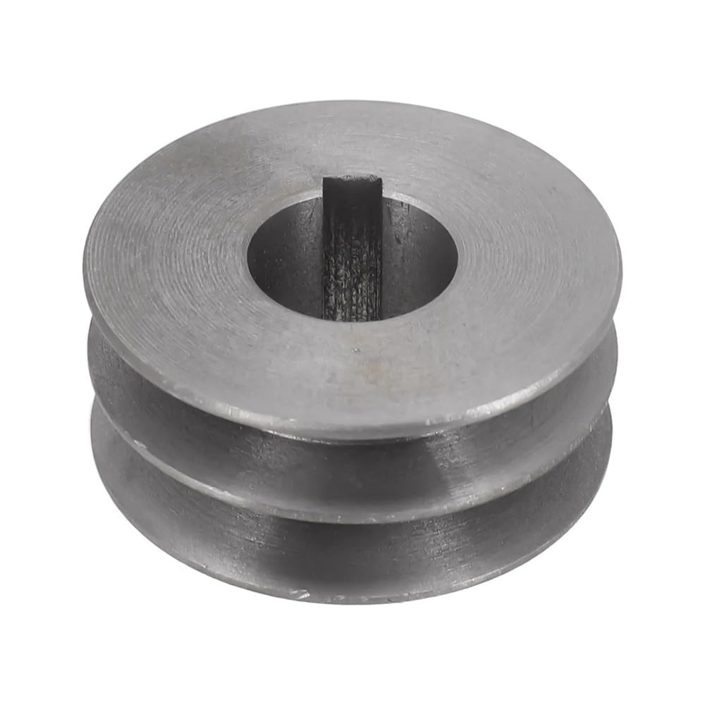Polea de correa trapezoidal de hierro fundido de doble ranura for correa de distribución - Diámetro del orificio 19 mm-28 mm, 1 pieza(64x30x24mm)