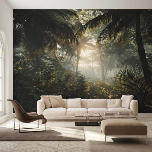 Papier peint tropical panoramique soleil pour décoration chambre salon