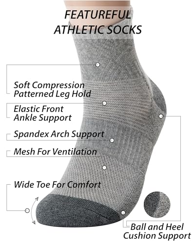 Image of Pro Mountain Wide Toe Box For Health Cotton Compression Ankle Socks Athletic Hiking Mesh Quarter Length No Logo