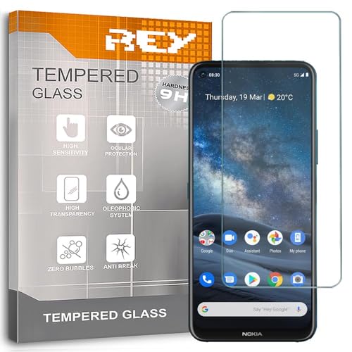 REY 2X Protector Pantalla para Nokia 8.3 5G, Cristal Vidrio Templado Premium