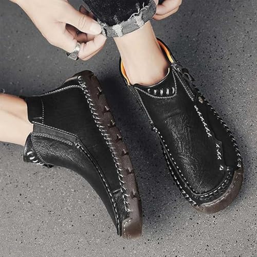 Stepthetop Motorcycle Boots(Step the Top)(Hand-Stitched Leather Boots-Wide Toe, Waterproof, Anti-Slip) for Work, Driving4