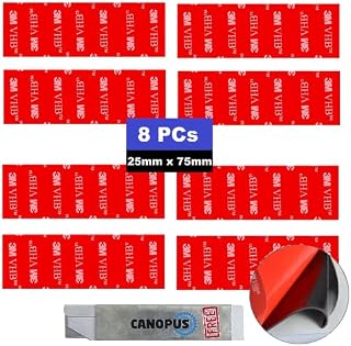 CANOPUS 3M Number Plate Sticky Pads Heavy Duty, 3M VHB Pads 5952 (8-PCs 25mm x 75mm) Waterproof Sticky Pads, Double Sided Adhesive Pads for License Plate Holder, Home Decor, Number Plate Adhesive Pads