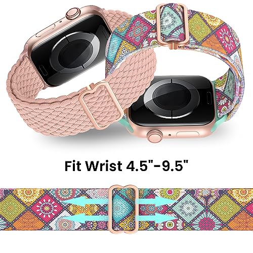 Image of Delidigi Stretchy Bands Compatible for Apple Watch Band Women 40mm 38mm 41mm 42mm 44mm 45mm 46mm 49mm, Nylon Braided Straps for iWatch Series 11 10 9 8 7 6 SE 5 4 3 Ultra 3 2 1