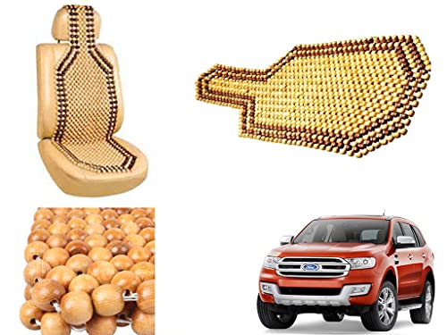 Image of Car Bead Seat Wooden Beads Cushion Cover Pad for Ford Endeavour 2017, Acupressure Sitting Seat Cover | Cream Color - Pack of 1