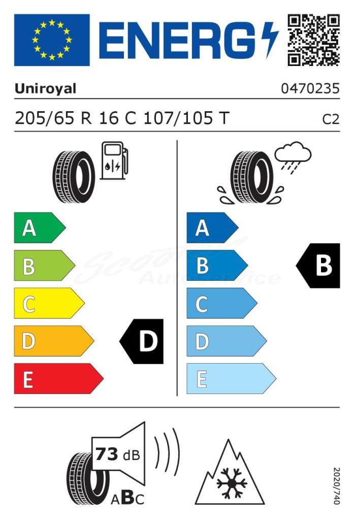 WINTERREIFEN 205 65 R16C 107/105T (T) UNIROYAL SNOW MAX 3 TL M+S 3PMSF 8PR