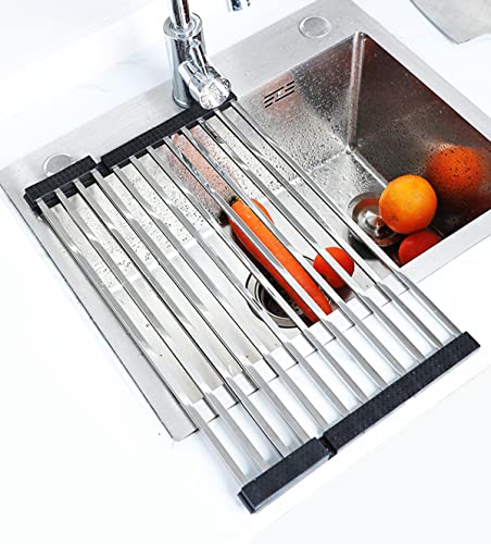 Égouttoir à Vaisselle Pliable en Acier Inoxydable pour évier - Grand Format - Pliable (16 Tubes de 45*36 cm) Cover