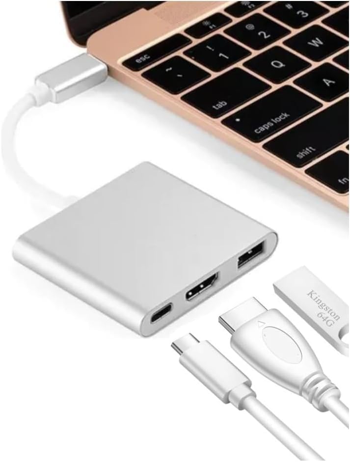Adaptador USB-C para HDMI 4K, USB 3.0 e Carga PD - Compatibilidade com MacBook, Thunderbolt 3 e DEX Android - Eleva Sua Exper