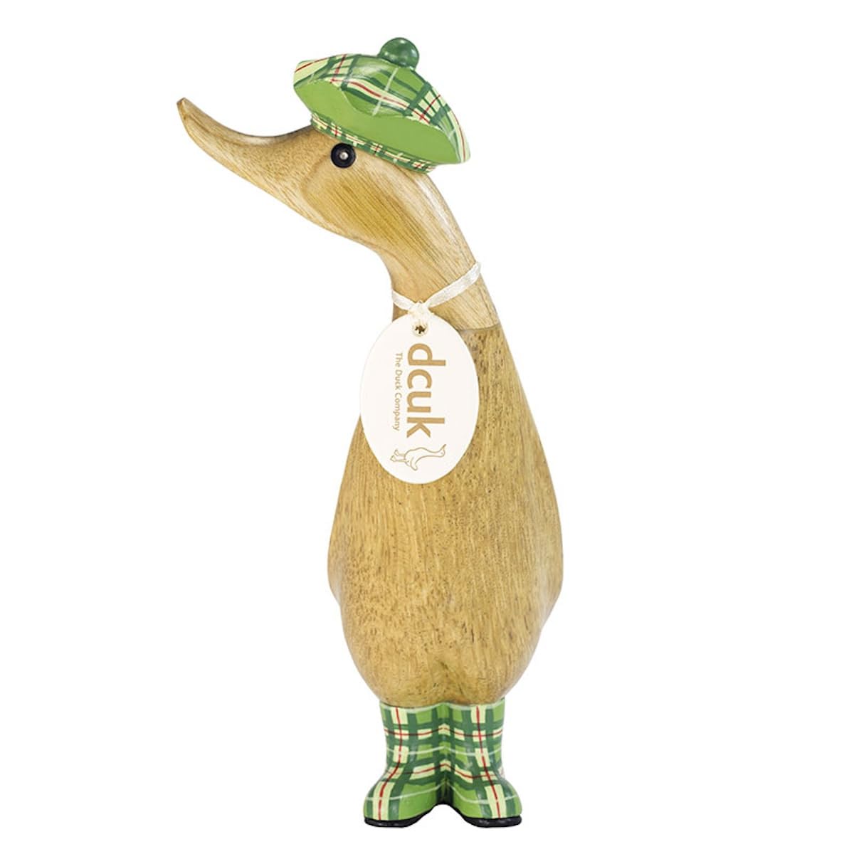 DCUK Tartan Hat and Boots Wooden Duckling - Green and Red