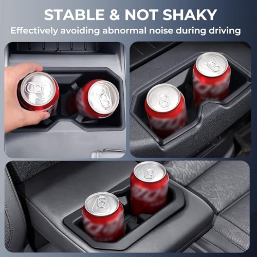 Image of 3PCS Cup Holder Inserts for Toyota Tundra 2026 2025 2024 2023 2022 (Only Fits for SR /SR5 /Limited /TRD Pro), Interior Accessories Front & Rear TPE Cup Holders Covers Protector, Black