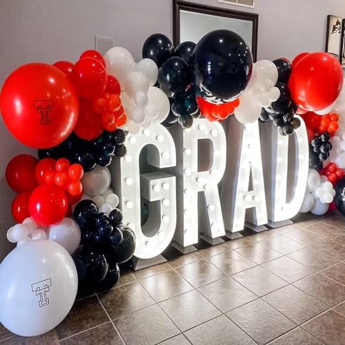 Image of Red Black and White Balloon Arch Kit, ADOINBY 140Pcs Red and Black White Silver Garland kit, 18 12 10 5 Inch Different Size Balloons for Birthday Party Anniversary Racing Car New Year Prom Decorations