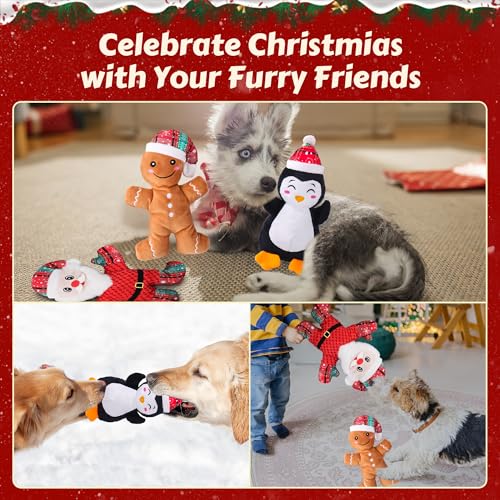 Juguetes mordibles de peluche Navidad para perro, pack 3 miniatura 7