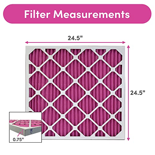 Image of 25x25x1 Air Filter by Colorfil | Color Changing Filters for Cat and Dog Odor | MERV 8 Furnace AC Filter for Pet Hair and Dust | 24.5 inchx24.5 inchx0.75 inch Exact Size | Pack of 6