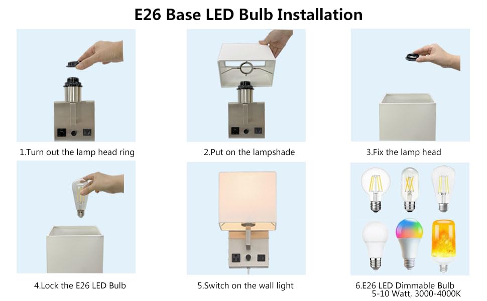 Image of HomeFocus Bedside Wall Light,Wall Lamp,Wall Sconces for Bedside,Nickel. | Dimmable Wall Light with Dual USB Charging Ports,Reading Wall Lamp for Bedside.