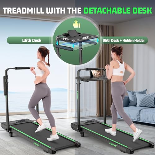 Image of FUNMILY Upgrade Walking Pad Folding Treadmill with 12% /15% Incline & Handle Bar, 3.5HP Foldable Under Desk Compact Treadmills for Home /Office /Gym, 400+lb Capacity, Shock Absorption