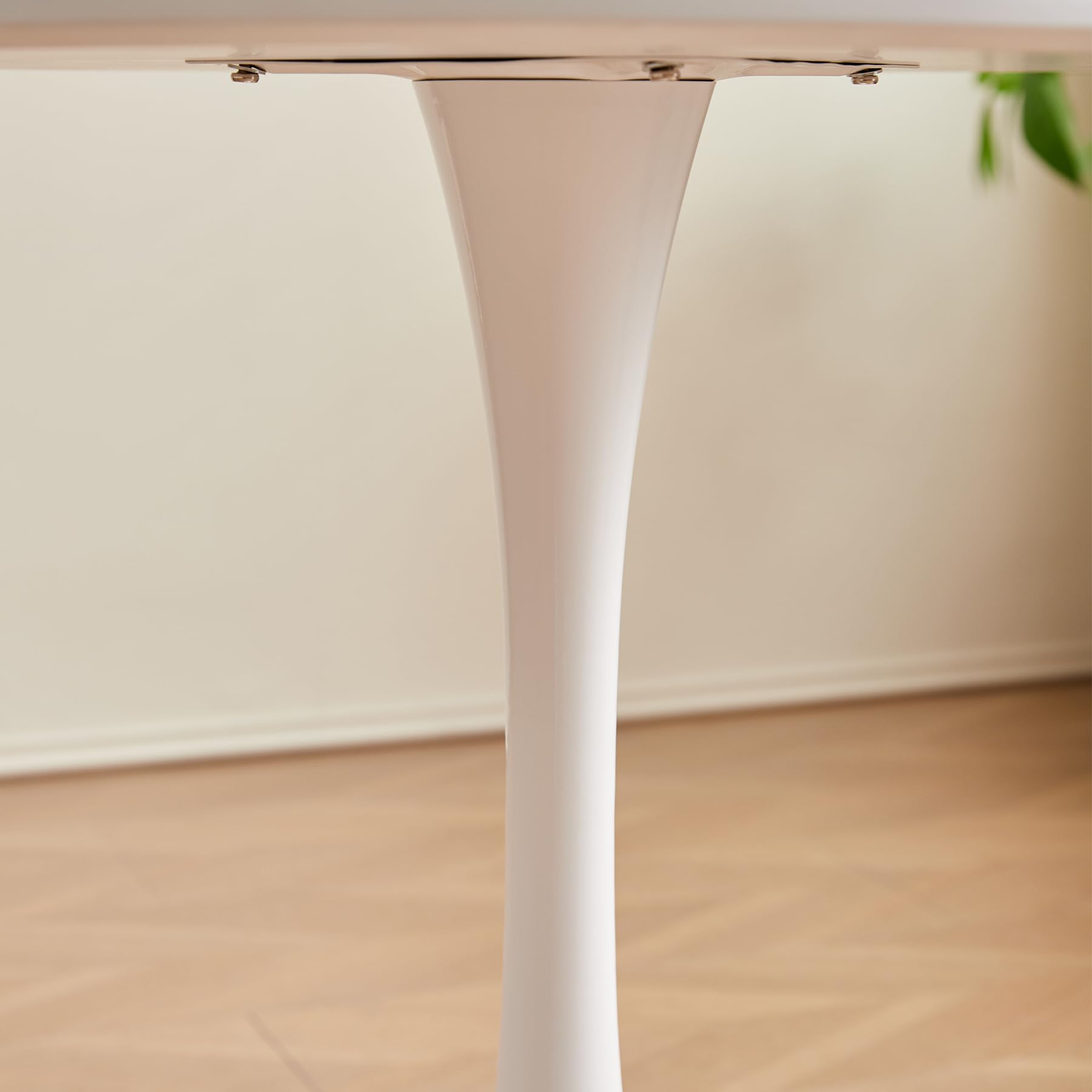 GrandCA HOME Table de Salle à Manger Ronde Moderne Blanc de 70 cm avec Piédestal Design Tulipe, Table de Loisirs Mid-Century pour Cuisine, Salle à Manger et Salon