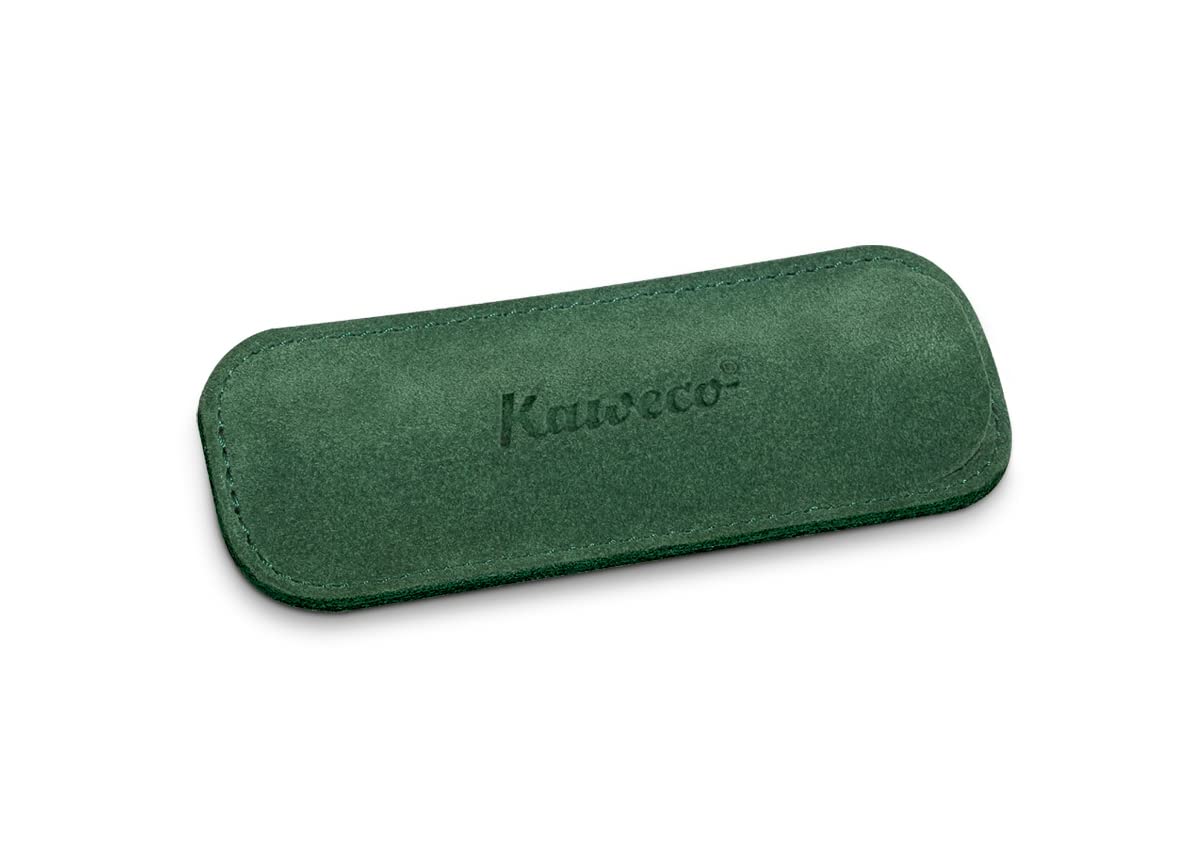 Kaweco Eco Velour Leather 2 Pens Pouch Sport Green I Pen Case Suitable for The Sport Series I Writing Case Made of Genuine Leather with Beautiful Embossing I Chic & Classic I Pen Case 12 x 4.5 cm